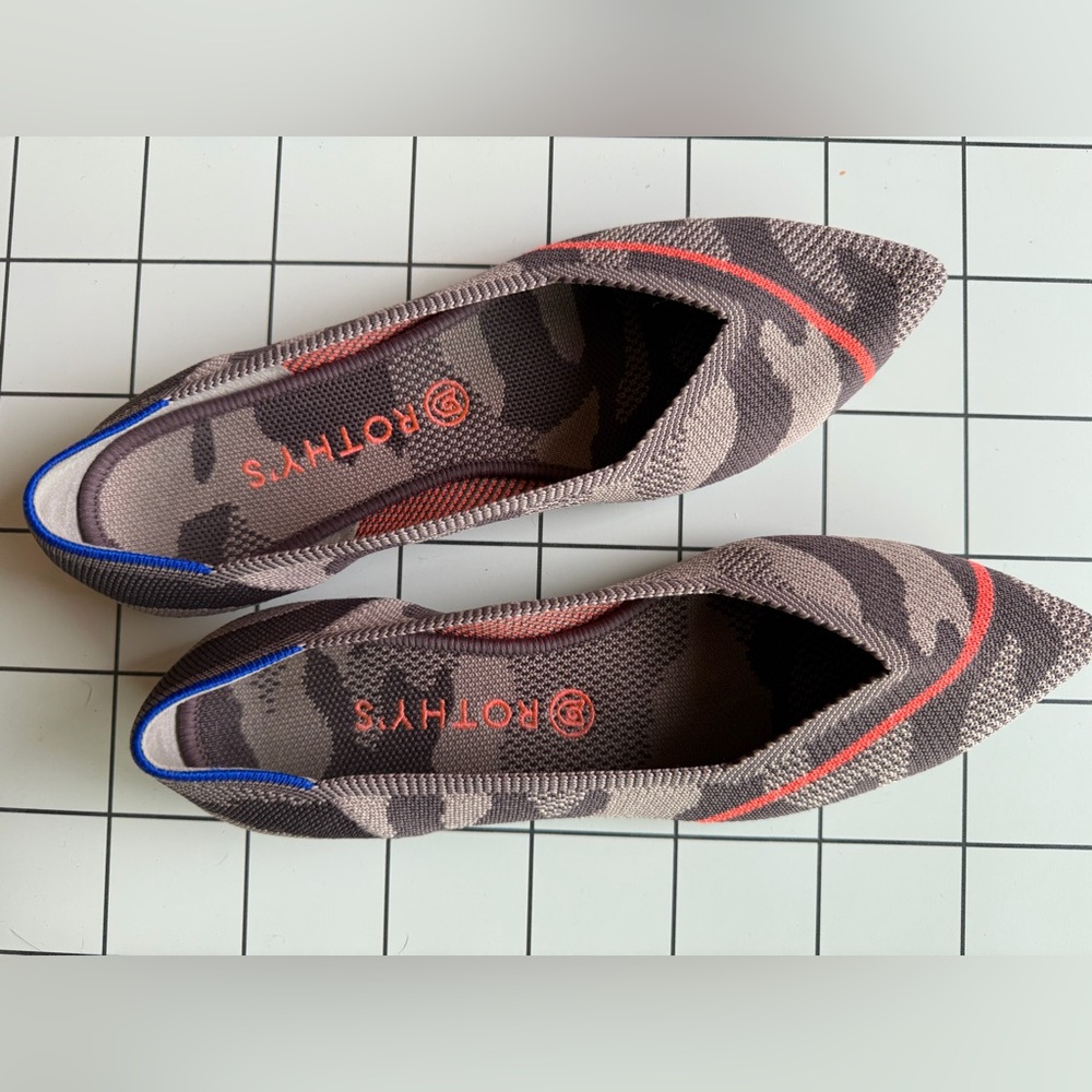 Rothy's 11.5 Camouflage with orange  stripe points